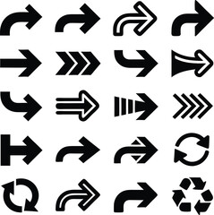 Leinwandbilder - Black arrow icon set various shapes directions sign symbols collection web design elements