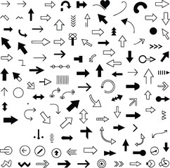Leinwandbilder - Collection of various directional arrows in black and white isolated on a white background