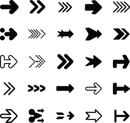 Leinwandbilder - Collection of vector arrows pointing to the right in various styles and designs