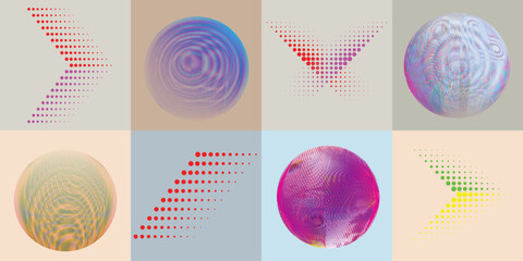Fototapete - Lines and dots in Circle Form .Rotate rounded shape Vector .Rotating dots form a circle .Rotating and linear design element . Various lines forming round shape . Abstract Geometric line art .