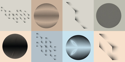 Fototapete - Lines and dots in Circle Form .Rotate rounded shape Vector .Rotating dots form a circle .Rotating and linear design element . Various lines forming round shape . Abstract Geometric line art .
