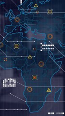 Poster - Animation of world map with data processing over dark background