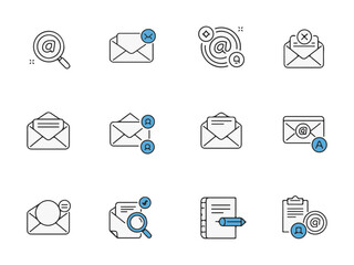 Fototapete - Set of email icons illustrating various concepts related to electronic mail and messaging.