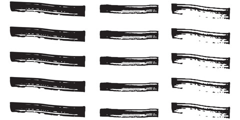Poster - Set of grunge black paint, ink brush strokes. Brush collection isolated on white background. Trendy brush stroke for black ink paint, grunge backdrop, dirt banner, watercolor design and dirty texture.