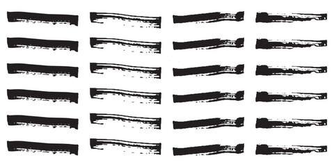 Poster - Set of grunge black paint, ink brush strokes. Brush collection isolated on white background. Trendy brush stroke for black ink paint, grunge backdrop, dirt banner, watercolor design and dirty texture.