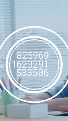 Poster - Animation of data processing over caucasian businesswoman using laptop in office