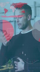 Poster - Animation of financial data processing over caucasian businessman in office