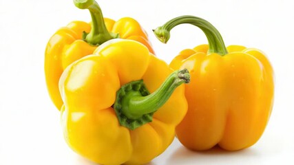 Poster - A group of bright yellow peppers arranged side by side, ideal for food photography or culinary illustrations