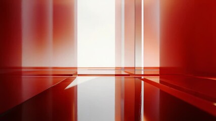Poster - A small room with a distinctive red and white color scheme on walls and floors
