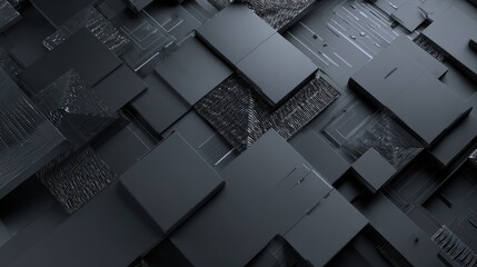 Poster - Abstract gray geometric shapes background. Technology and design concept. 3D Rendering, no logos, no brands