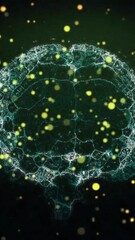 Poster - Neural network animation with glowing particles over dark background