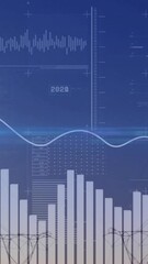 Poster - Financial data and analytics animation over power lines and sunset background