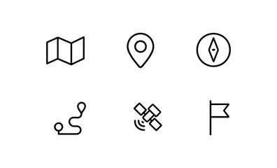 Poster - Minimalist outline icons for navigation and location