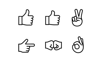 Poster - Minimalist line art hand gesture icons for communication and design projects