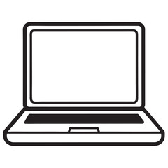 Poster - Black outline of an open laptop computer technology electronic device