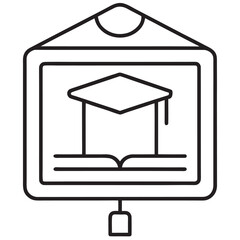 Poster - Graduation cap and open book icon for online learning education academic