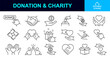 © Md Abidur Rahman - charity editable icon set. donate, support, volunteering, kindness, care, friendship, trust, love, sympathy, humanity, empathy, loyalty, assistance, sharing etc concept. eps. thin line icons