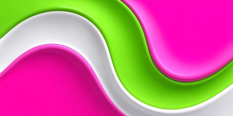 Poster - Pink and green wave with white in the middle