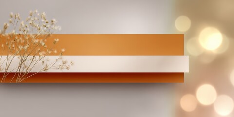 Poster - White and orange striped background with a flower on it