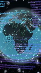 Poster - Animation of globe and data processing over dark background