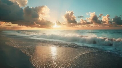 Poster - Beautiful sunset scene on a peaceful beach by the ocean
