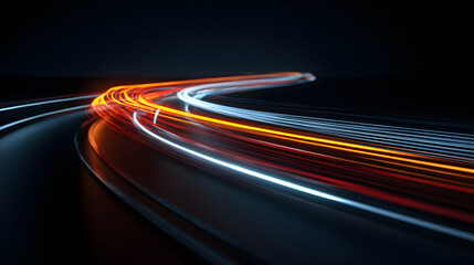 Poster - Curved car traffic light trails. 3D illustration