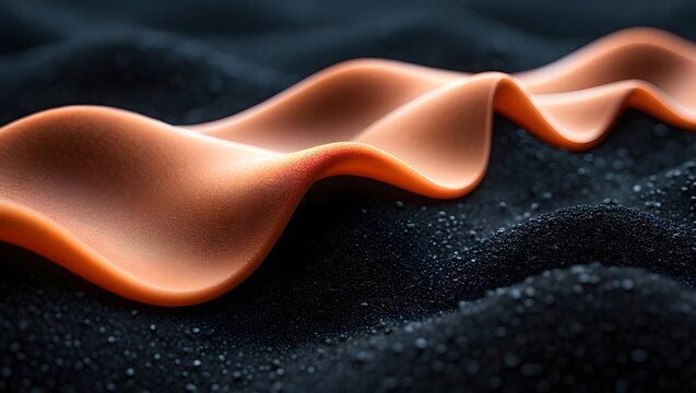 Abstract orange wave on dark sand background for design element and creative concept