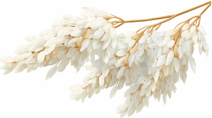 Wall Mural - Set of grain of rice with intricate detail isolated on a white or transparent background. grain detail. Illustration