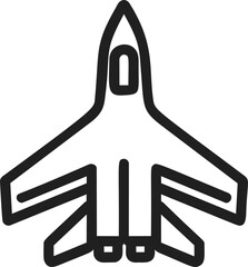 Poster - Icon of a jet fighter plane in black outline. Vector illustration