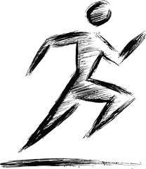 Poster - Sketch of a running figure in black brush strokes, abstract art. Vector illustration