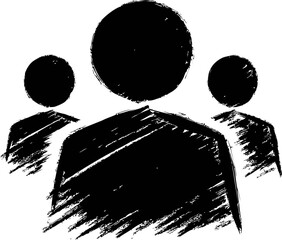 Leinwandbilder - Abstract sketch of three figures with circular heads in black brush strokes. Vector illustration
