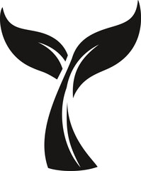Poster - Minimalist black whale tail silhouette logo design. Vector illustration
