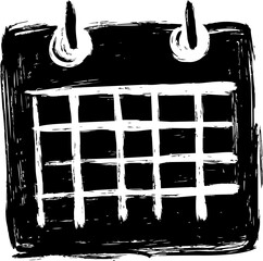 Poster - Black and white sketch of a calendar with bold strokes, conceptual art design. Vector illustration