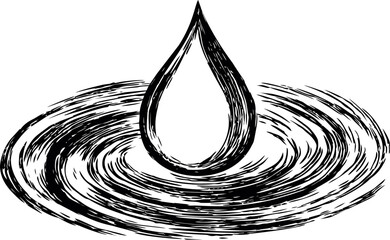 Poster - Black ink drop creating ripple effect, abstract illustration. Vector illustration