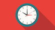 © StockX - Vector art of a vintagestyle clock with a teal frame shows the time against a red background with a shadow