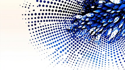 Poster -   Blue and white background with dots and a pine cone in the top half and the bottom half of the cone in the bottom half of the image