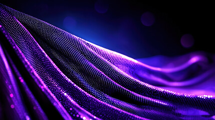 Poster -   A close-up of a purple and black background with a blurry image of a line of lights in the background