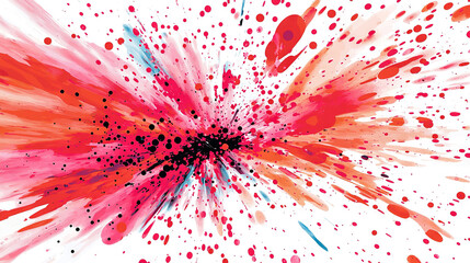 Poster -  A white background with red and blue splatters