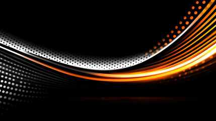 Poster -   Black background with orange, white lines and dots