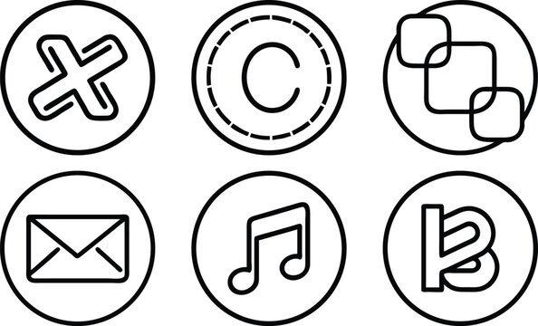 Vector art of a collection of simple line icons isolated on transparent background