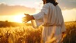 © jaya - Religious figure in wheat field at sunset