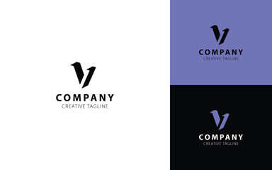 Poster - Monogram 3D logo with letter V in isometric top-left view for your business