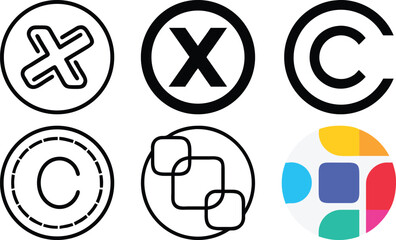 Aufkleber - Vector art of collection of various logo icons isolated on transparent background