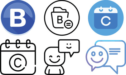 Aufkleber - Vector art of collection of various logo icons isolated on transparent background