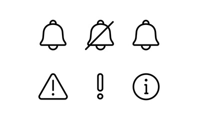 Aufkleber - Minimalist notification and alert icons set in outline style