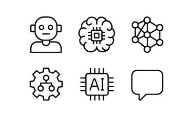 Poster - Artificial intelligence icon set: robotics, neural network, ai, and technology symbols