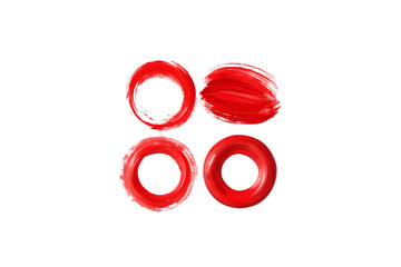 Fototapete - Red Paint Brush Circle Mark PNG Set – Hand-Drawn Scribble Ovals & Bubbles – Isolated on Transparent Background PNG for Highlight & Annotation Design

