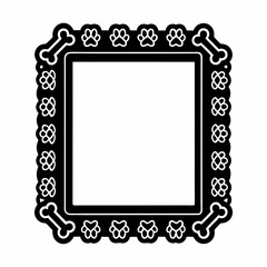 Poster - Dog frame with bones and paws for adorable pet photos. Dog frame includes pet paw prints and bone patterns, creating celebratory border for pet themed imagery.