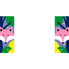 Poster - Fox frame design with abstract trees makes whimsical artwork. This fox frame is ideal for decorating forest-themed products or websites with this imaginative character, placed within abstract trees.