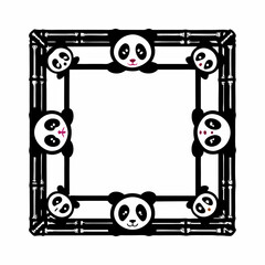 Poster - Panda frame with bamboo accents creates eye catching square border, perfect for themed projects. Panda frame includes adorable bear faces at corners with bamboo frame.